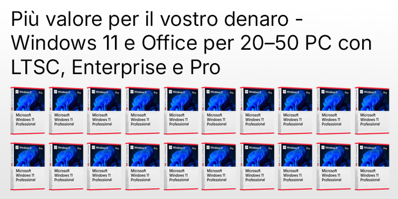 Pro, Enterprise o LTSC? Ecco come le aziende con un numero di computer compreso tra 20 e 50 scelgono il pacchetto di licenze a volume più adatto e risparmiano importi a quattro cifre