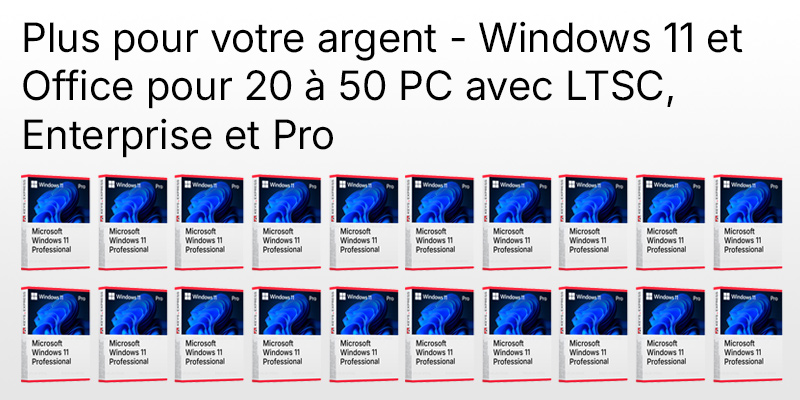 Pro, Enterprise ou LTSC ? Voici comment les entreprises disposant de 20 à 50 PC choisissent la formule de licence en volume qui leur convient  - et réalisent ainsi des économies de plusieurs milliers d'euros. 